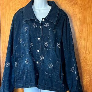 Beautiful FLASHBACK women's blue denim beaded jacket - 2X